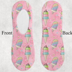 Girls Pink Gold Glitter Rainbow Popsicle Loungewear Handmade No Show Socks